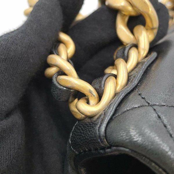 シャネル チェーンショルダーバッグ CHANEL19 マトラッセ ココマーク フラップ ラムスキン AS1160 黒