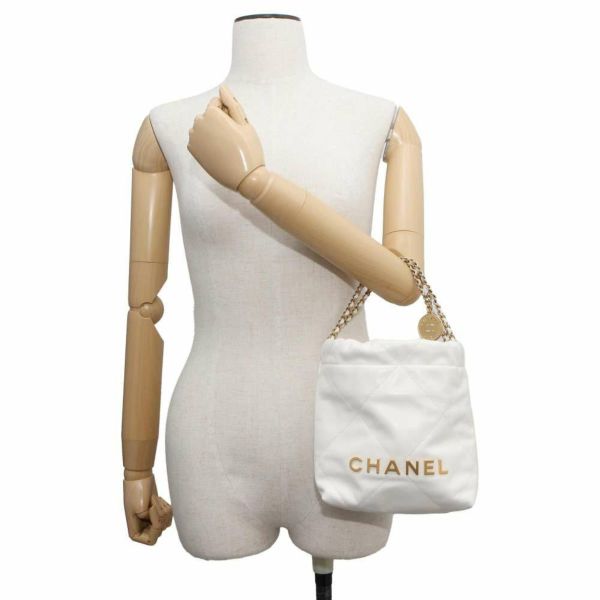 シャネル ハンドバッグ CHANEL 22 ミニ ココマーク シャイニーカーフレザー AS3980 2way 白