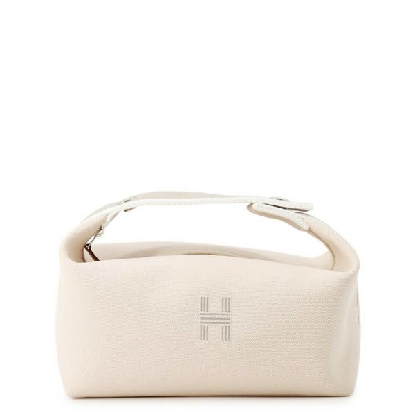 エルメス ポーチ ブリッド・ア・ブラックPM ベージュ/シルバー金具 キャンバス HERMES バッグ 小物入れ