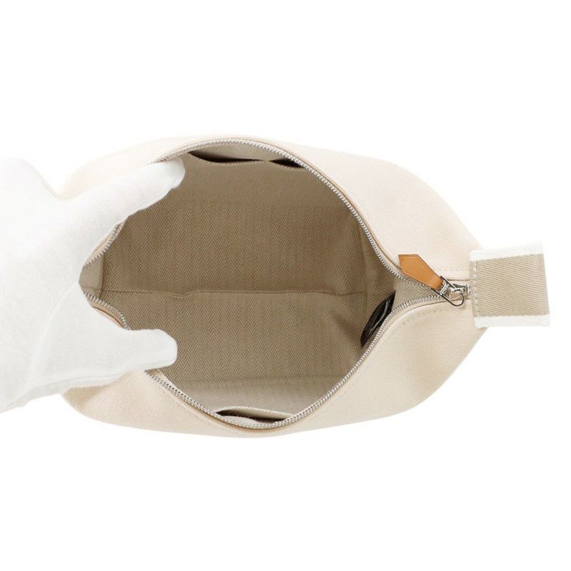 エルメス ポーチ ブリッド・ア・ブラックPM ベージュ/シルバー金具 キャンバス HERMES バッグ 小物入れ
