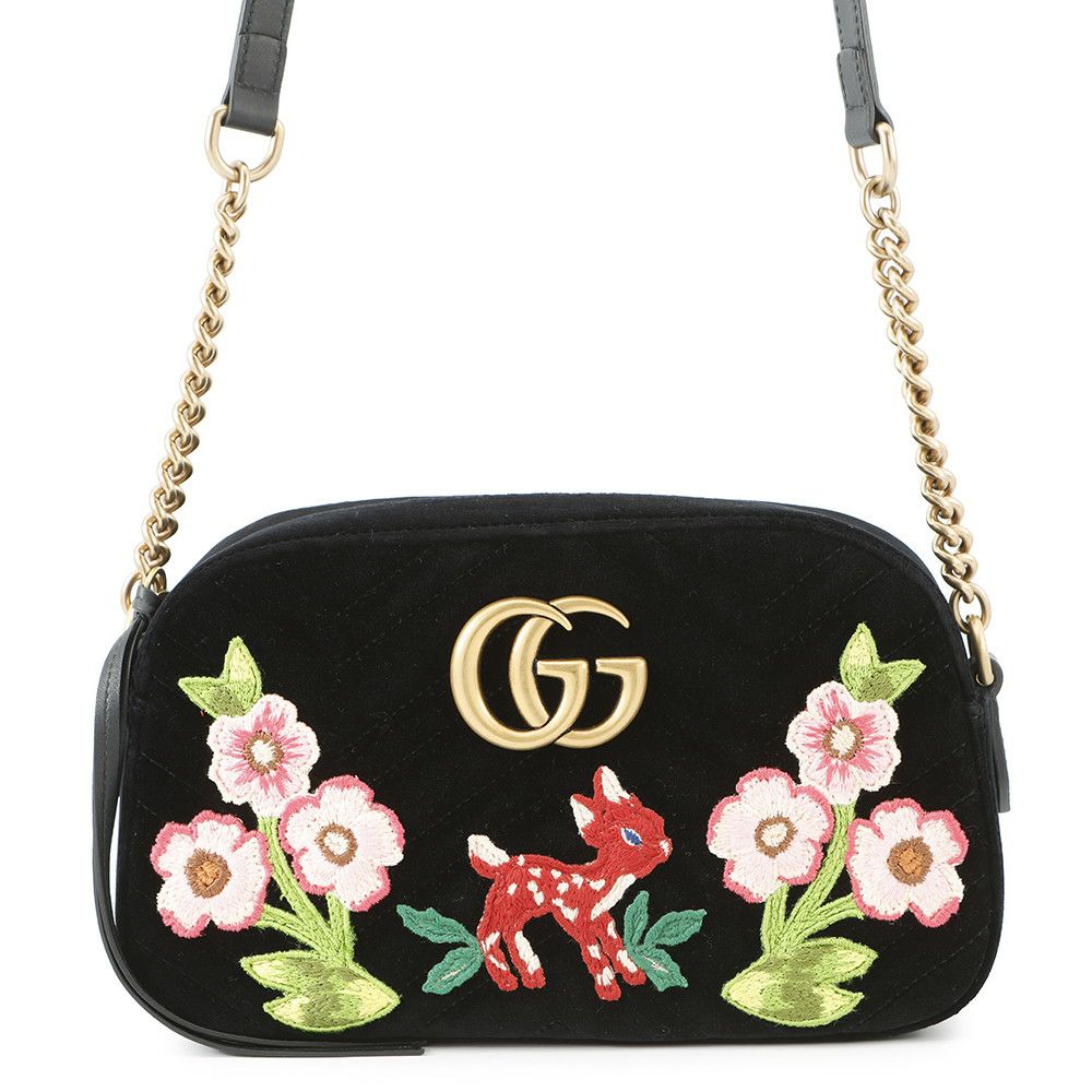グッチ ショルダーバッグ GGマーモント バンビ ベロア 447632 GUCCI 黒