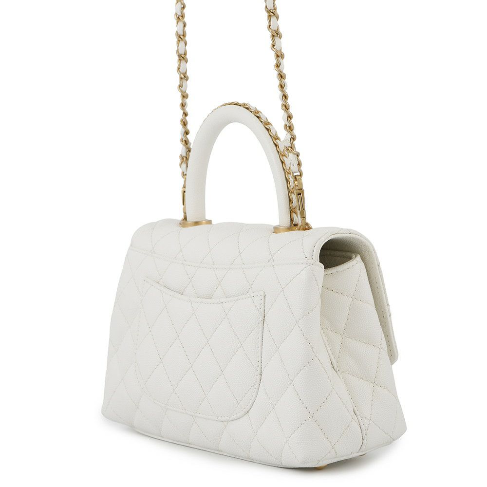 シャネル ハンドバッグ マトラッセ ココマーク ココハンドル キャビアスキン A92990 CHANEL 2way 白