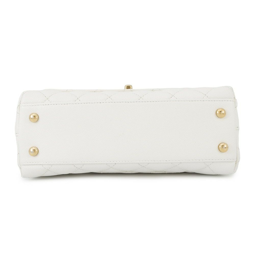 シャネル ハンドバッグ マトラッセ ココマーク ココハンドル キャビアスキン A92990 CHANEL 2way 白