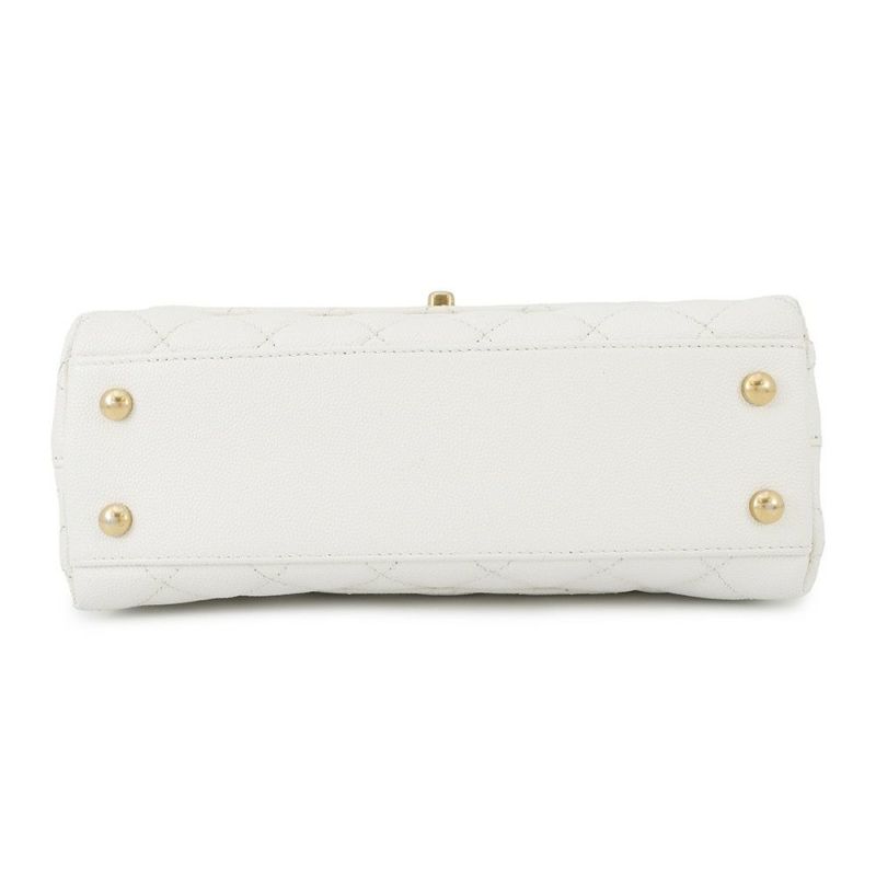 シャネル ハンドバッグ マトラッセ ココマーク ココハンドル キャビアスキン A92990 CHANEL 2way 白