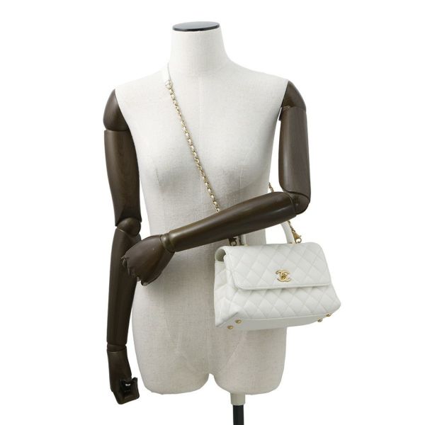 シャネル ハンドバッグ マトラッセ ココマーク ココハンドル キャビアスキン A92990 CHANEL 2way 白