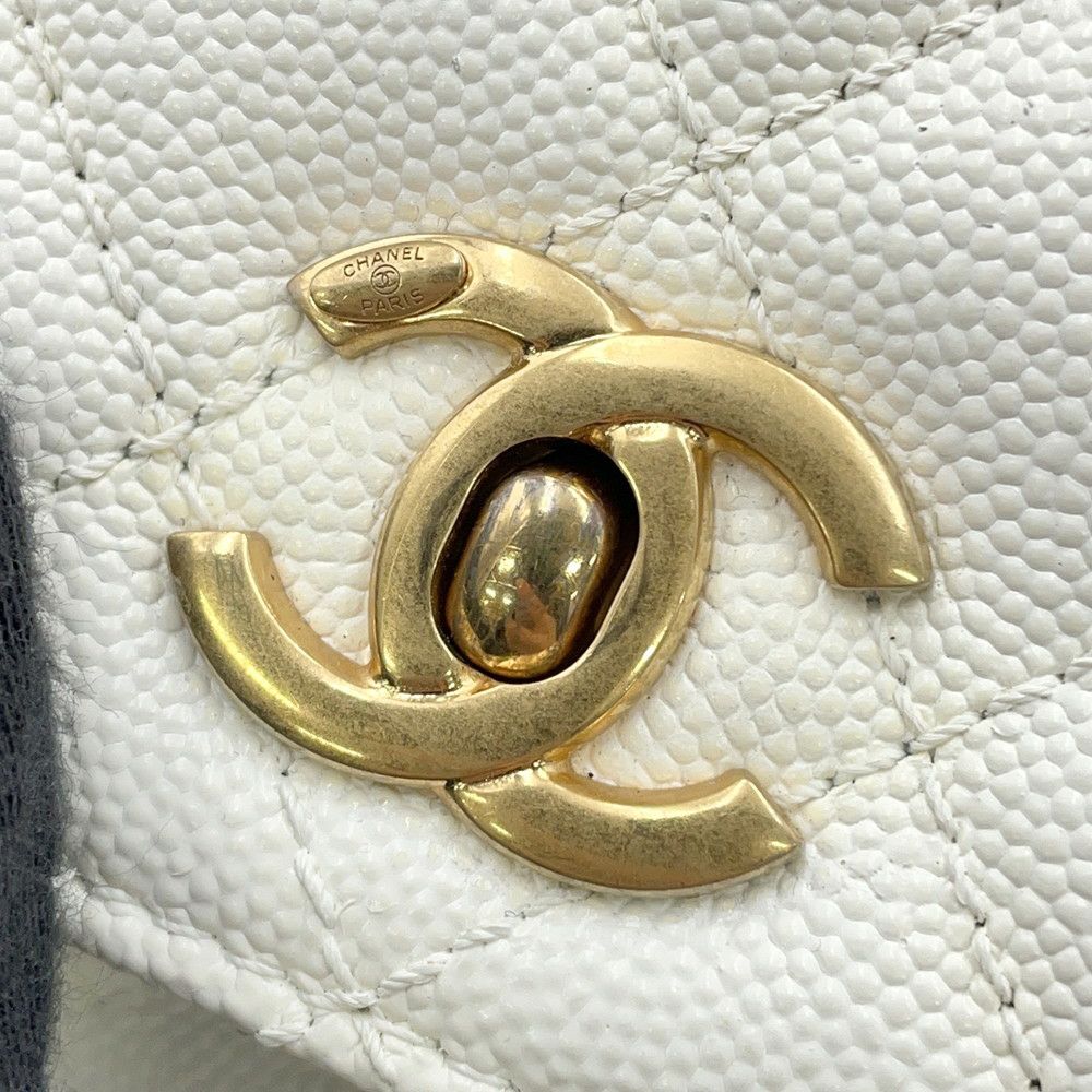 シャネル ハンドバッグ マトラッセ ココマーク ココハンドル キャビアスキン A92990 CHANEL 2way 白