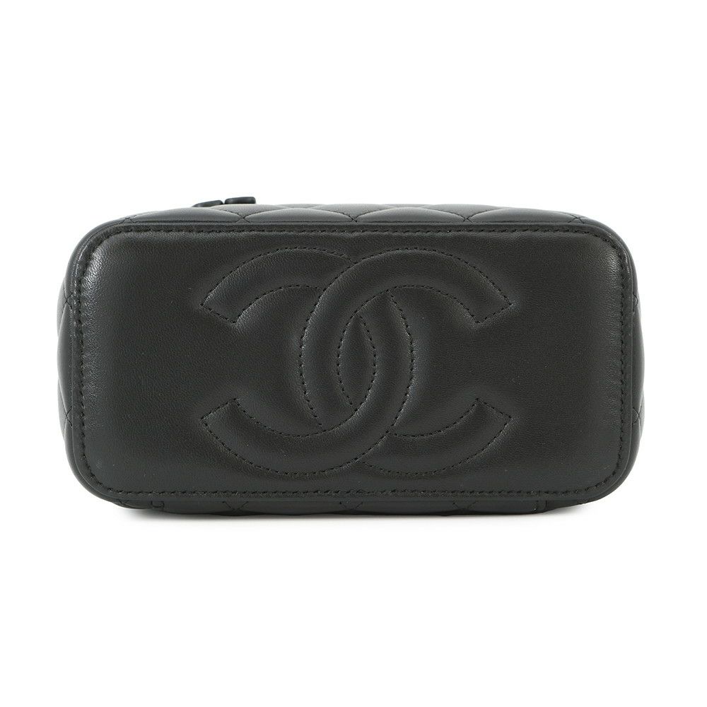 シャネル チェーンショルダーバッグ マトラッセ ココマーク バニティバッグ ラムスキン AP1472 CHANEL 黒