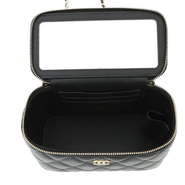 シャネル チェーンショルダーバッグ マトラッセ ココマーク バニティバッグ ラムスキン AP1472 CHANEL 黒