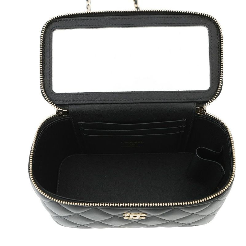 シャネル チェーンショルダーバッグ マトラッセ ココマーク バニティバッグ ラムスキン AP1472 CHANEL 黒