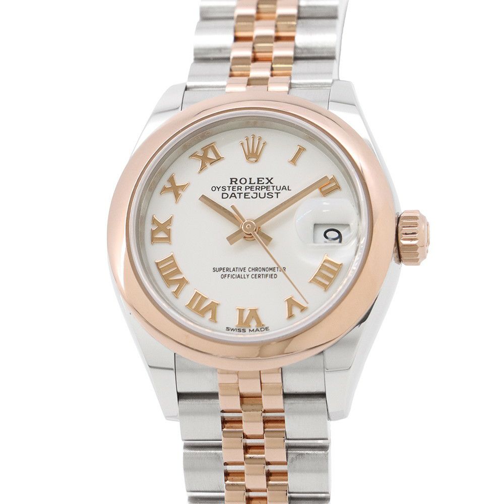 ロレックス レディ デイトジャスト28 SS/K18PG 279161 ROLEX 腕時計 白文字盤 ローマン