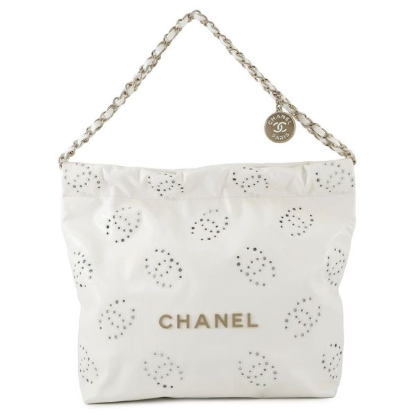 【S】CHANEL シャネル　ホワイト キルティング ハンドバッグ S】CHANEL シャネル ホワイト キルティング ハンドバッグ CHANEL
