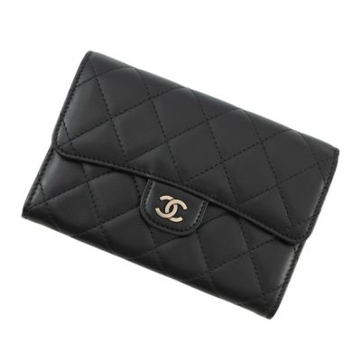 CHANEL クラシック スモール 三つ折り財布 マトラッセ キャビアスキン