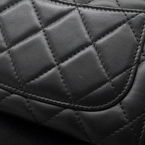 シャネル コインケース マトラッセ フラップ ウォレット ラムスキン CHANEL 財布 黒