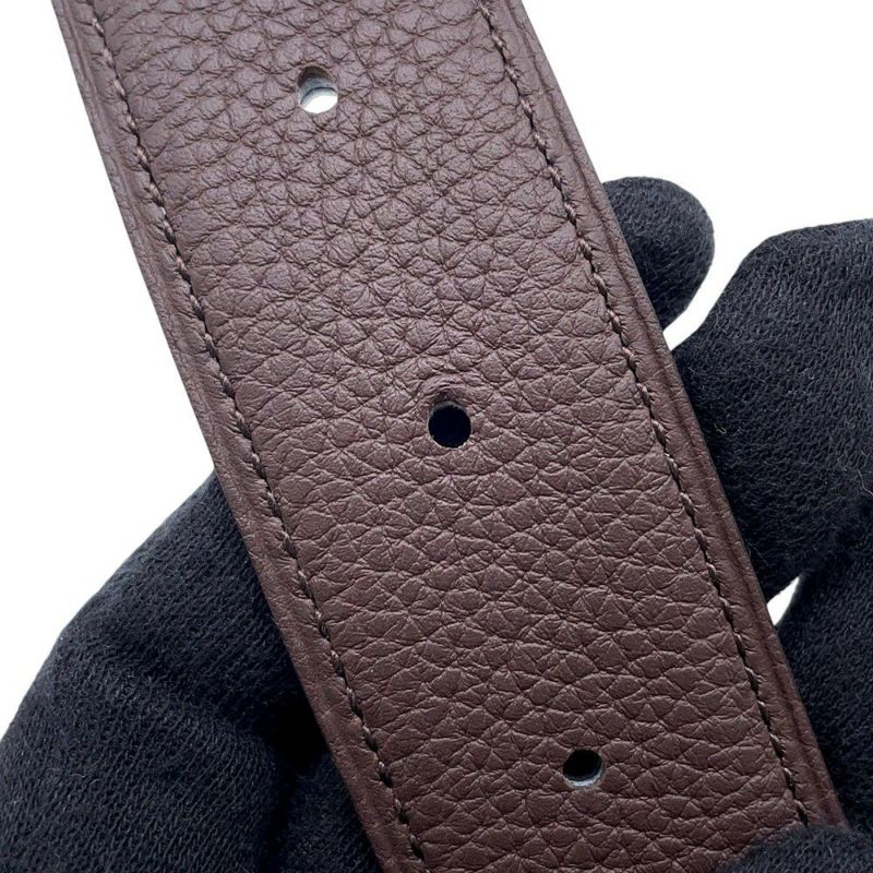 エルメス ベルト パナッシュ ブラック/ショコラ/ゴールド金具 ボックスカーフ/トゴ W刻印 サイズ75 メンズ 黒