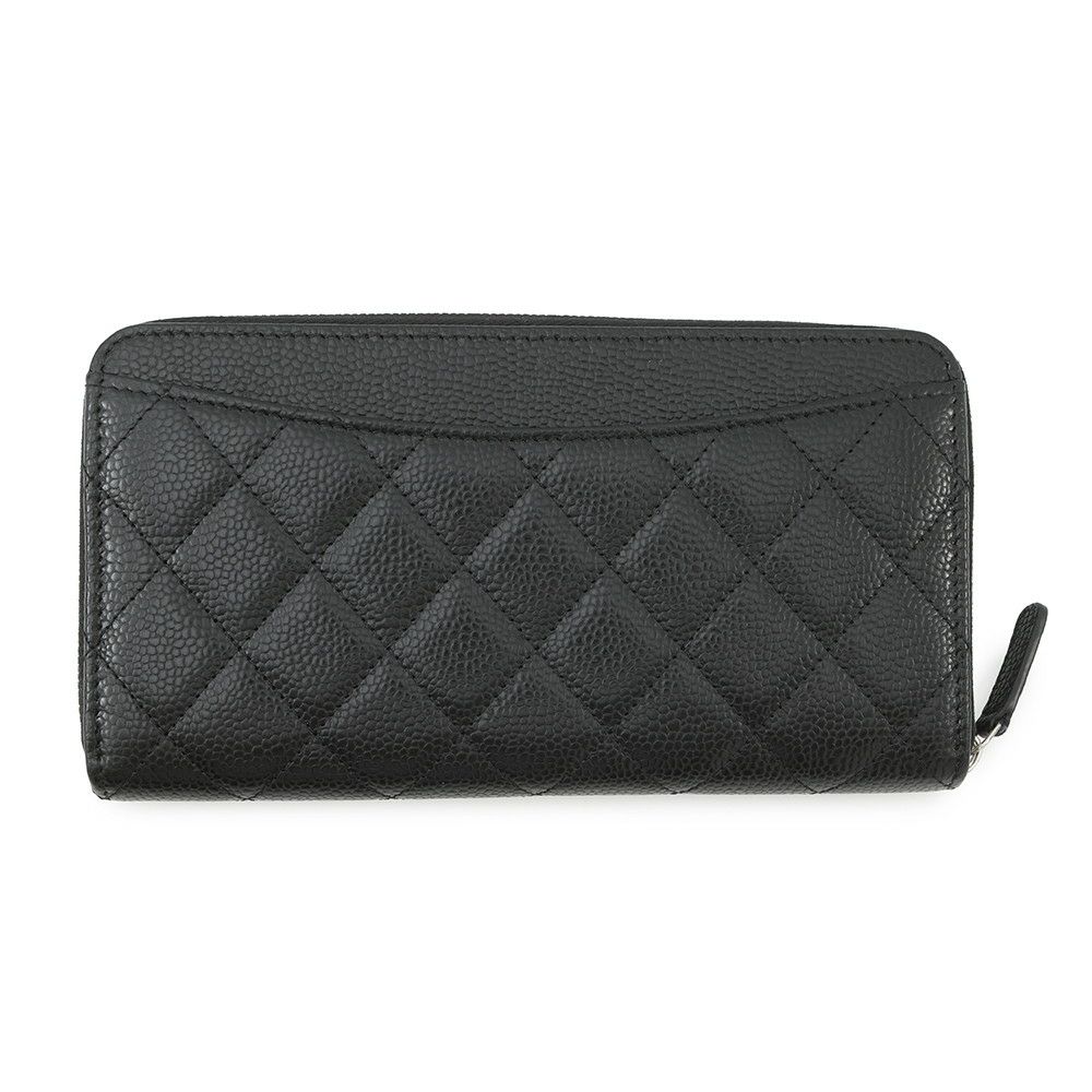 シャネル 長財布 クラシック ロング ジップ ウォレット ココマーク キャビアスキン キルティング AP0242 CHANEL マトラッセ 黒