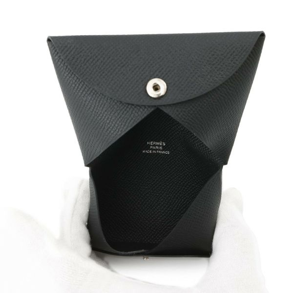 エルメス カードケース カルヴィ ブラック エプソン B刻印 HERMES 名刺入れ 黒