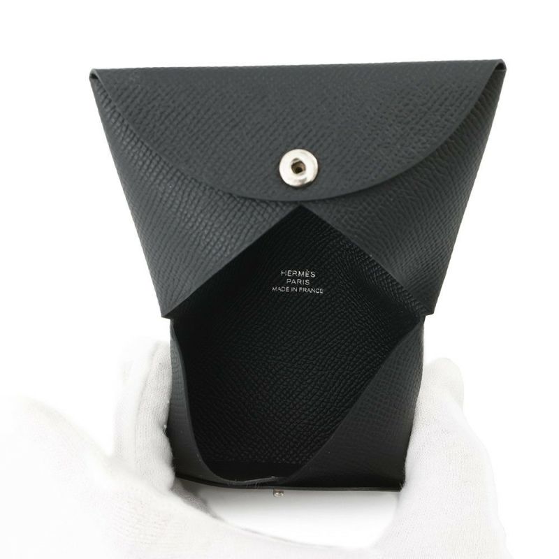 エルメス カードケース カルヴィ ブラック エプソン B刻印 HERMES 名刺入れ 黒