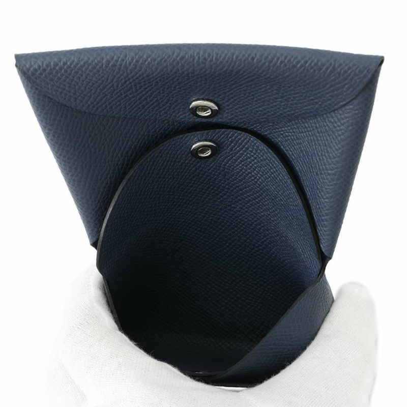 エルメス コインケース カルヴィ デュオ ディープブルー/シルバー金具 エプソン W刻印