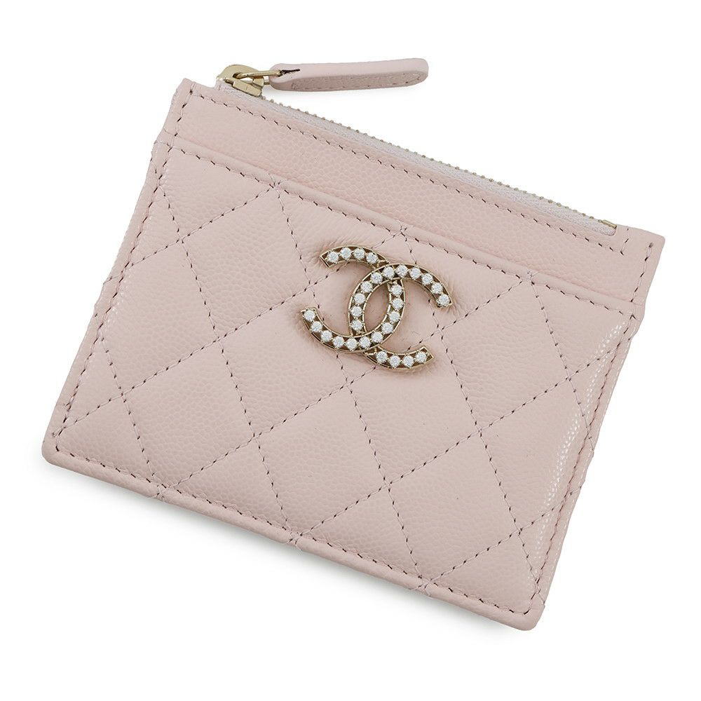 シャネル コインケース マトラッセ ココマーク フラグメントケース キャビアスキン ラインストーン AP4556 カードケース