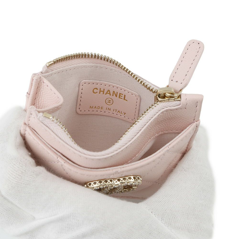 シャネル コインケース マトラッセ ココマーク フラグメントケース キャビアスキン ラインストーン AP4556 カードケース