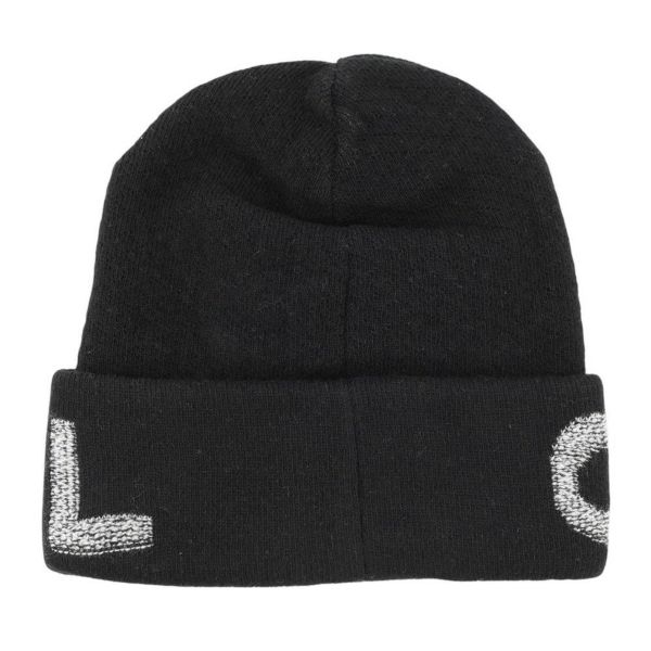 シャネル ニット帽 ロゴ ウール カシミヤ CHANEL 帽子 黒