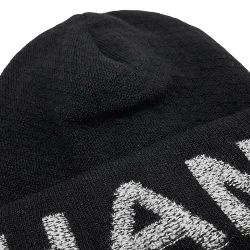 シャネル ニット帽 ロゴ ウール カシミヤ CHANEL 帽子 黒