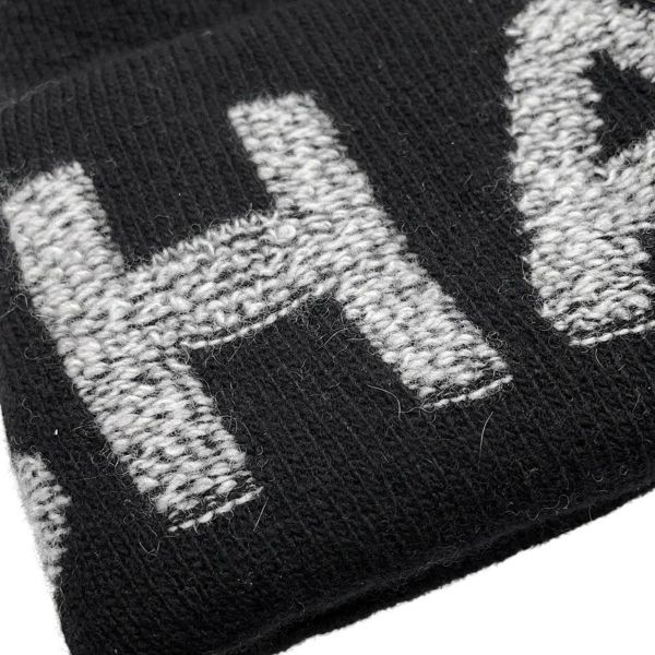 シャネル ニット帽 ロゴ ウール カシミヤ CHANEL 帽子 黒