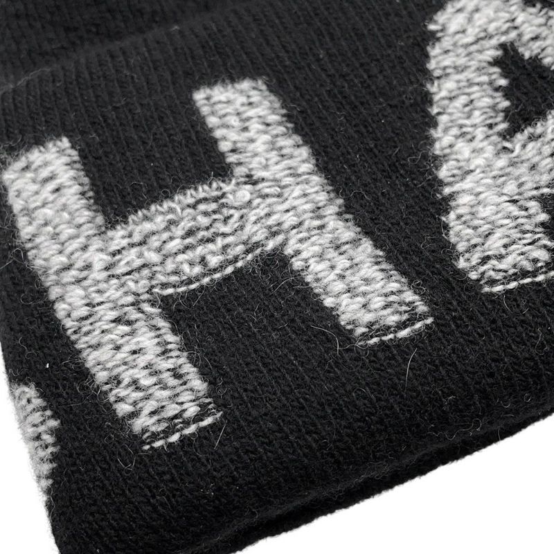 シャネル ニット帽 ロゴ ウール カシミヤ CHANEL 帽子 黒