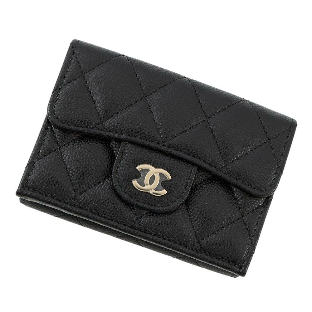 シャネル 三つ折り財布 マトラッセ ココマーク クラシック スモール フラップ ウォレット AP0230 CHANEL 財布 黒