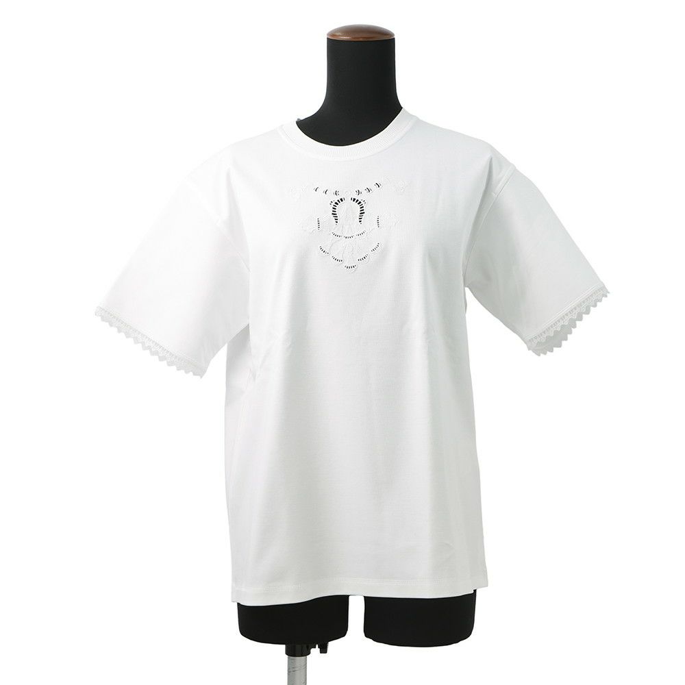 エルメス Tシャツ パルフロワ 刺繍入り マキシシャツ レディースサイズ36 HERMES トップス 白