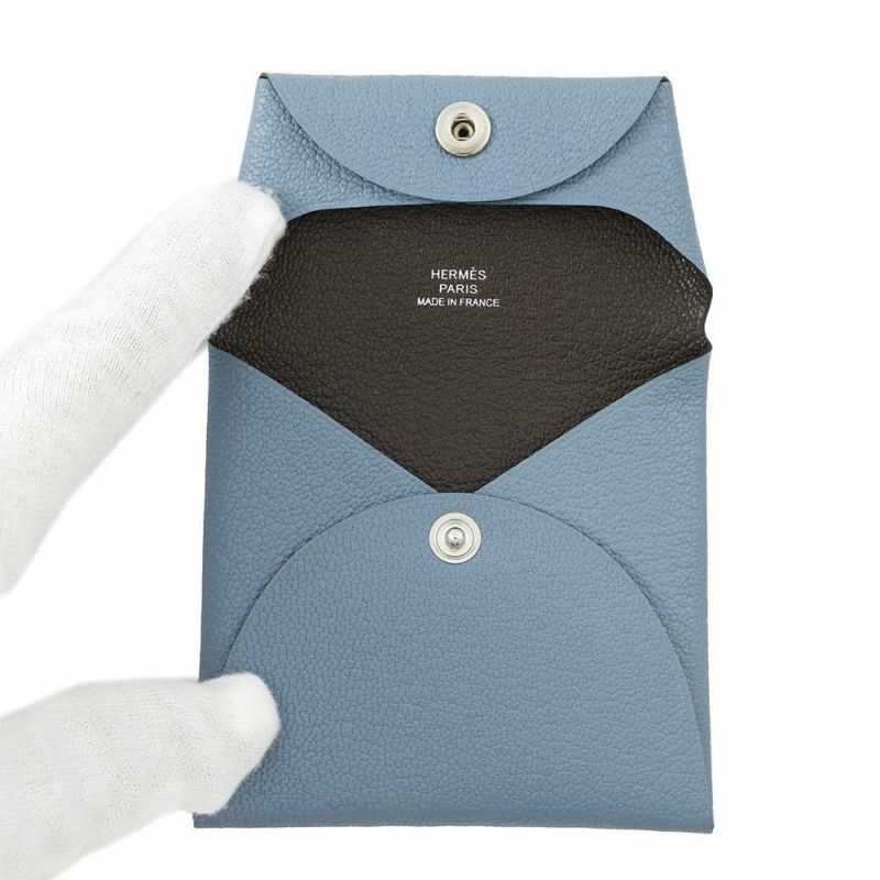 エルメス コインケース バスティア ヴェルソ ニューブルージーン/エベンヌ シェブルミゾル W刻印 HERMES 小銭入れ