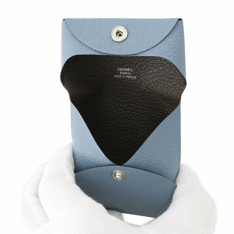 エルメス コインケース バスティア ヴェルソ ニューブルージーン/エベンヌ シェブルミゾル W刻印 HERMES 小銭入れ