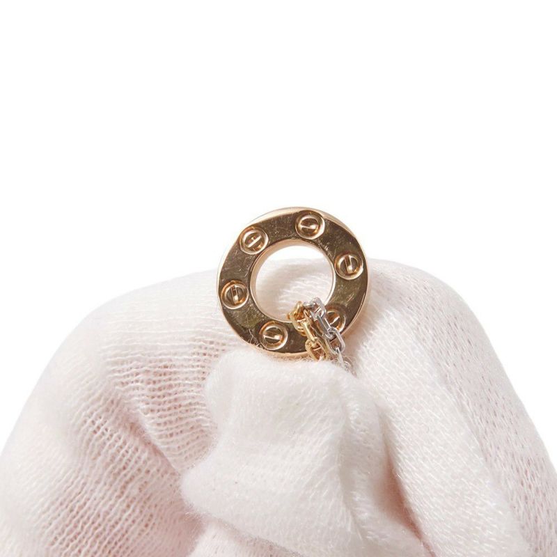 カルティエ ネックレス LOVE ネックレス ダイヤモンド 6P 計0.01ct K18PG/K18WG B7219700 ラブサークル スリーフープ ペンダント