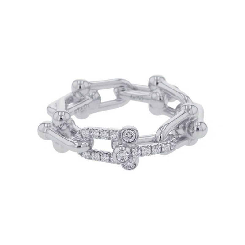 ティファニー リング ハードウェア スモール リンク リング ダイヤモンド 計0.26ct K18WG サイズ約12号 72669290 Tiffany&Co. 指輪