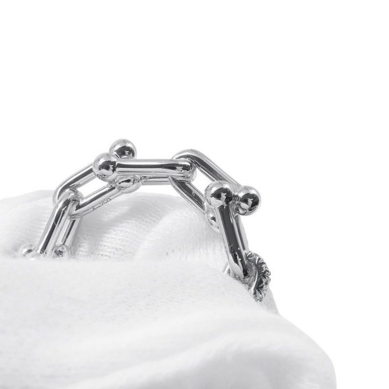 ティファニー リング ハードウェア スモール リンク リング ダイヤモンド 計0.26ct K18WG サイズ約12号 72669290 Tiffany&Co. 指輪