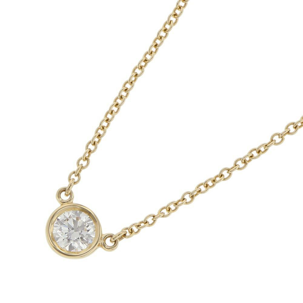 ティファニー ネックレス エルサ・ペレッティ ダイヤモンド バイ ザ ヤード シングル ペンダント ダイヤ 1P 0.23ct K18YG 鑑定書付き