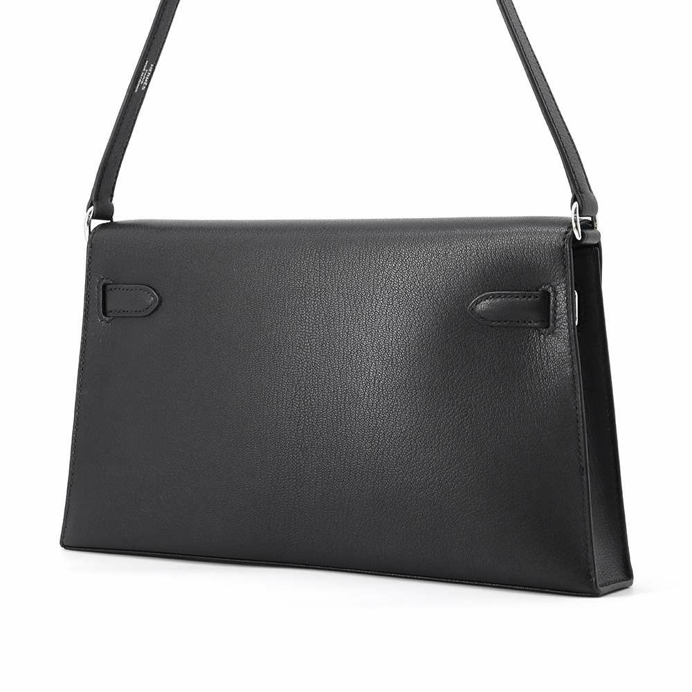 エルメス クラッチバッグ ケリーエラン ブラック/シルバー金具 シェ 