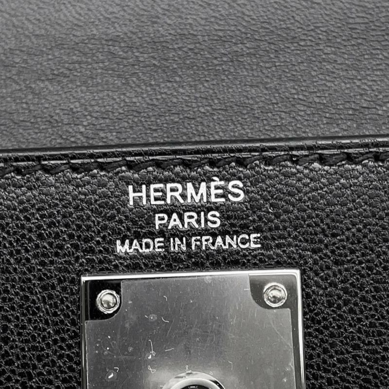 エルメス クラッチバッグ ケリーエラン ブラック/シルバー金具 シェブルシャムキラ B刻印 HERMES 黒