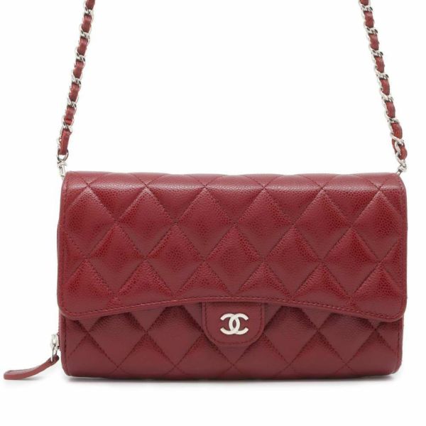 シャネル チェーンウォレット ココマーク マトラッセ キャビアスキン AP1744 CHANEL 財布