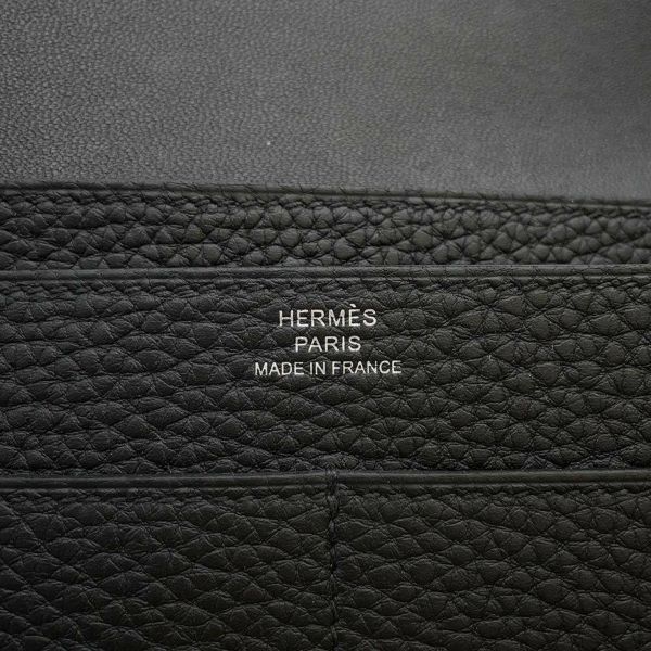 エルメス 長財布 ドゴンロング ブラック/シルバー金具 トゴ B刻印 HERMES 財布 黒