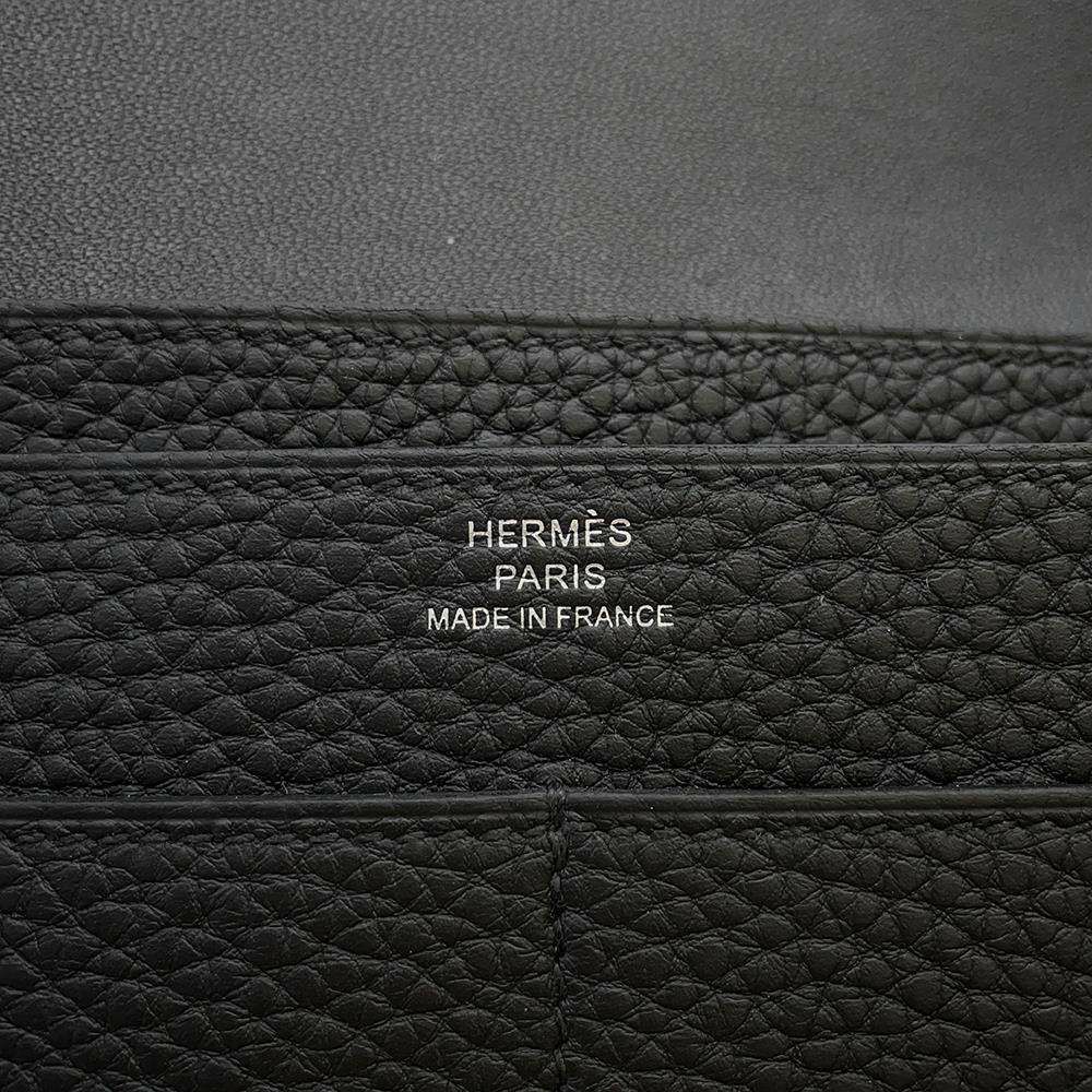エルメス 長財布 ドゴンロング ブラック/シルバー金具 トゴ B刻印 HERMES 財布 黒