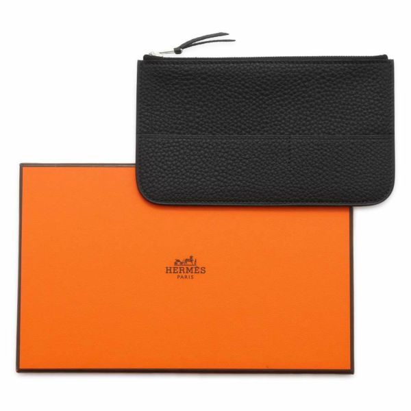 エルメス 長財布 ドゴンロング ブラック/シルバー金具 トゴ B刻印 HERMES 財布 黒