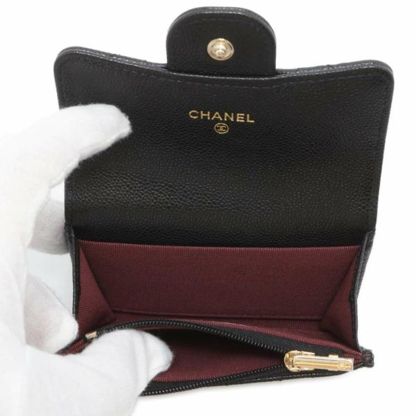 シャネル コインケース ココマーク マトラッセ キャビアスキン CHANEL 財布 黒