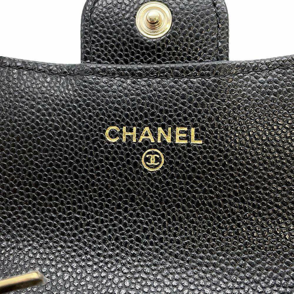 シャネル コインケース ココマーク マトラッセ キャビアスキン CHANEL 財布 黒