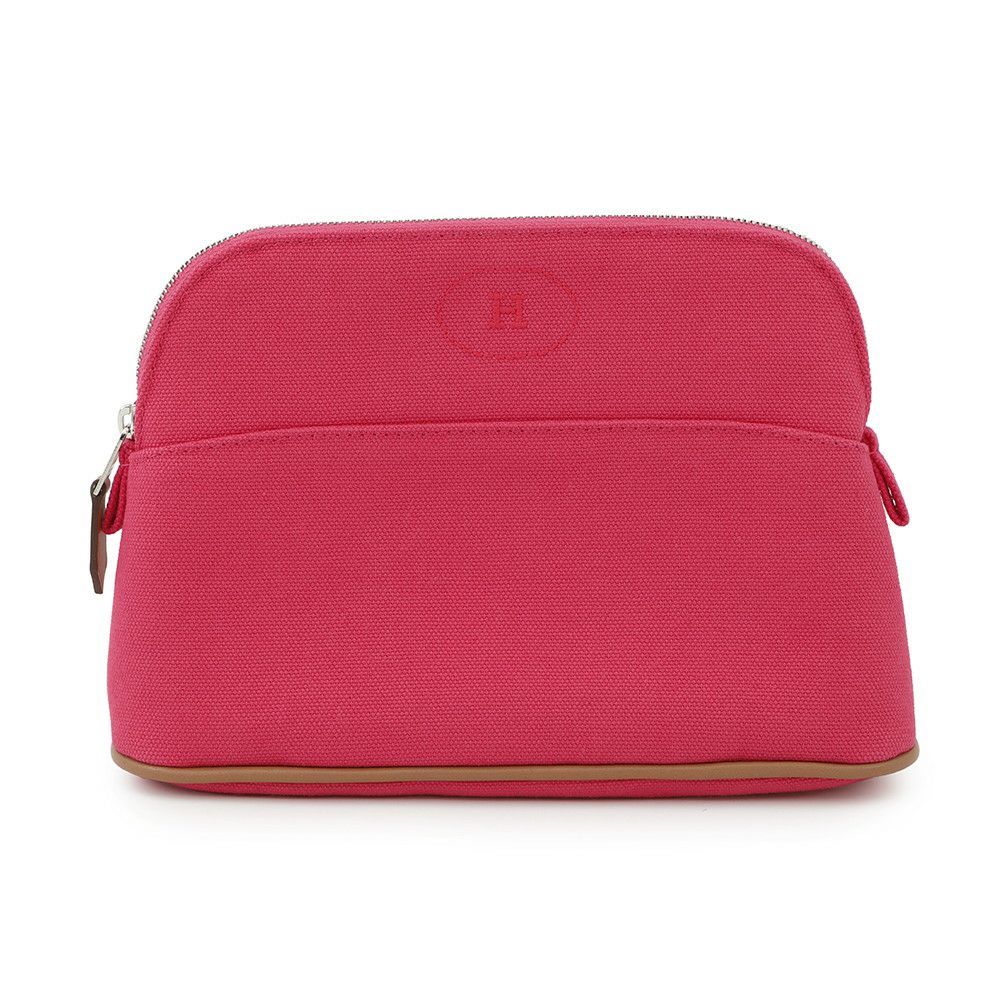 エルメス ポーチ ボリードポーチ ミニミニ ハイビスカス/シルバー金具 コットン HERMES 化粧ポーチ 小物入れ