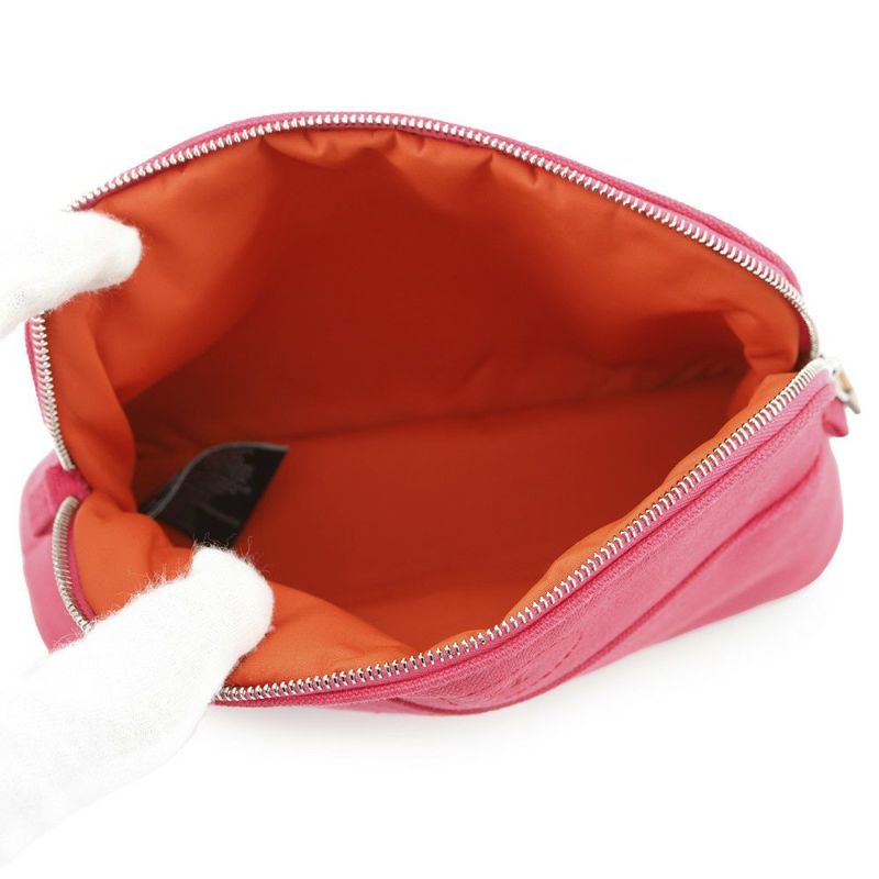 エルメス ポーチ ボリードポーチ ミニミニ ハイビスカス/シルバー金具 コットン HERMES 化粧ポーチ 小物入れ