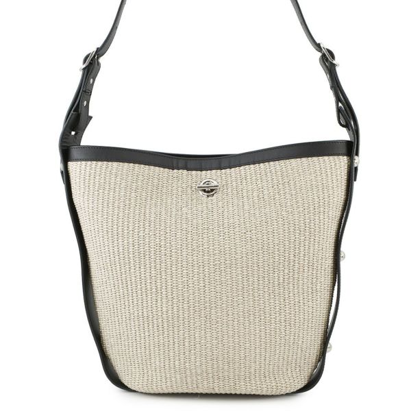 バレンシアガ ショルダーバッグ ワンショルダー ラフィア/レザー 410224 BALENCIAGA かごバッグ　黒