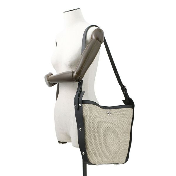 バレンシアガ ショルダーバッグ ワンショルダー ラフィア/レザー 410224 BALENCIAGA かごバッグ　黒