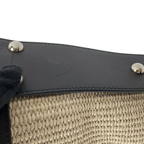 バレンシアガ ショルダーバッグ ワンショルダー ラフィア/レザー 410224 BALENCIAGA かごバッグ　黒