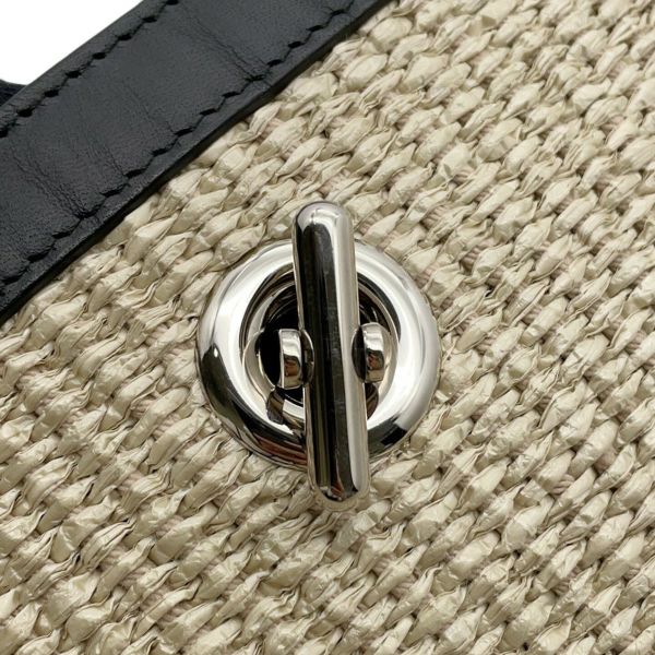 バレンシアガ ショルダーバッグ ワンショルダー ラフィア/レザー 410224 BALENCIAGA かごバッグ　黒